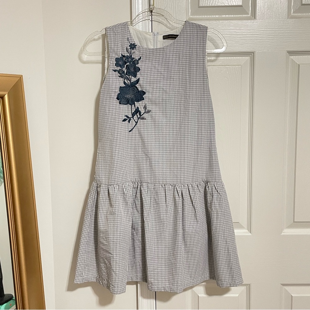 Zara Blue Plaid Gingham Mini Dress (used)